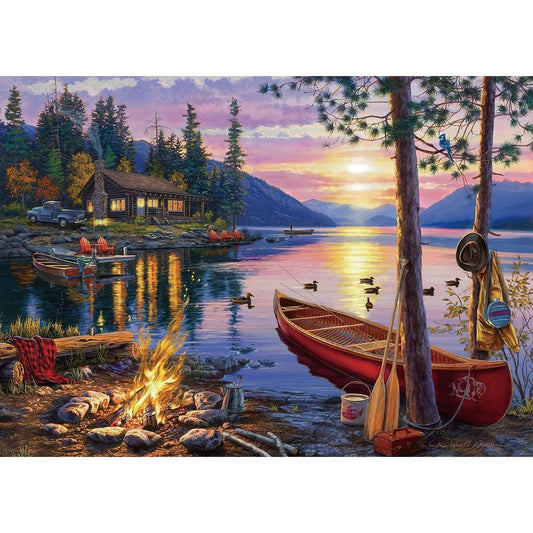 Puzzle-1000-Pièces-Lac-Darrell-Bush-Canoe