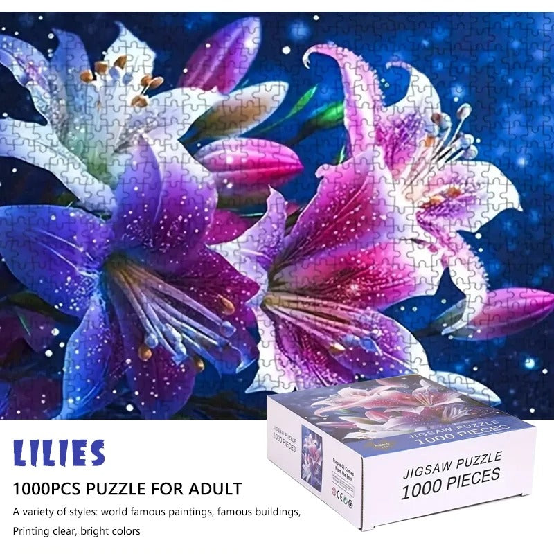 Puzzle 1000 Pièces - Puzzle Adulte - Roses Rouges les Lys - 70x50cm