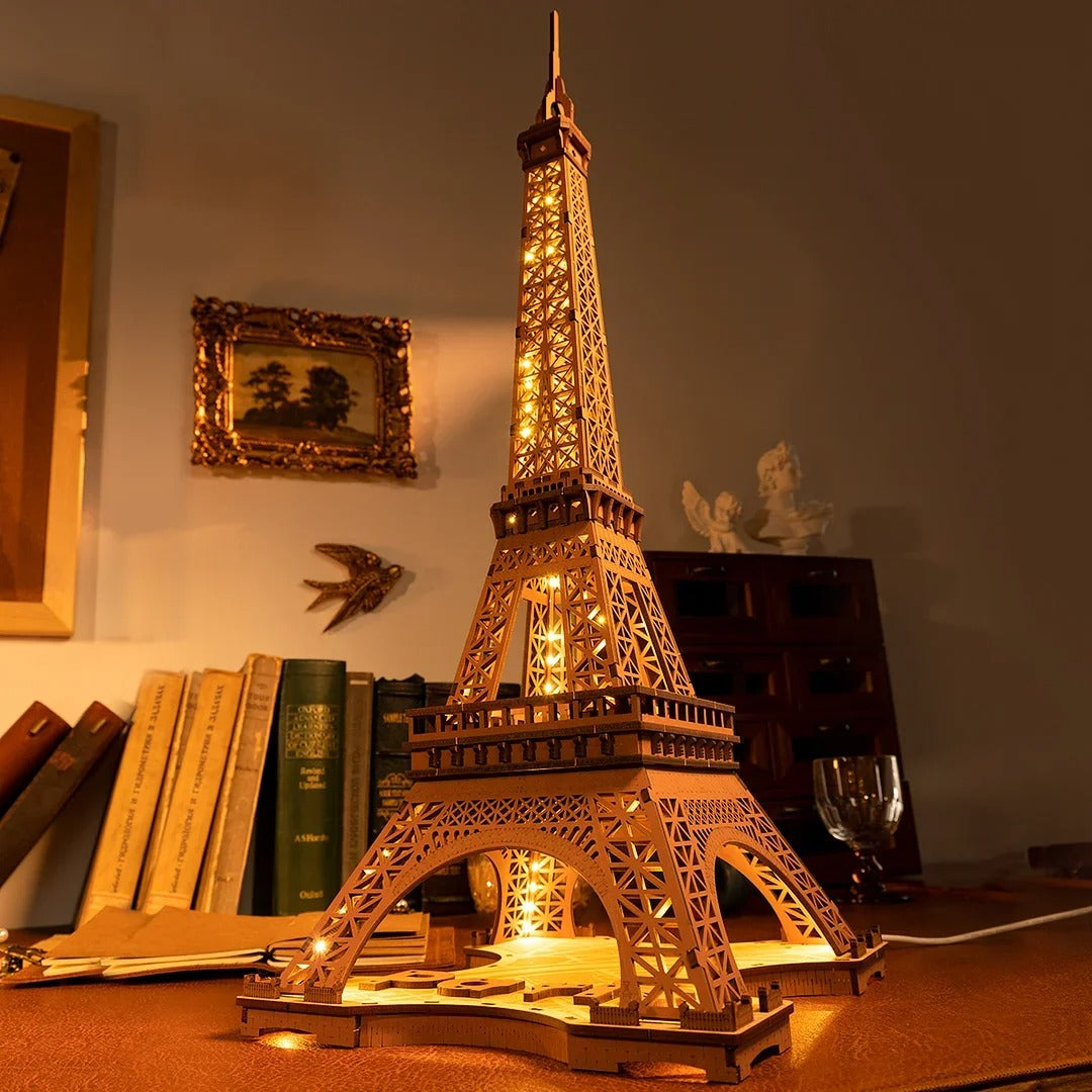 Puzzle 3D Bois - Tour Eiffel - 164 Pièces - 22x22x53cm